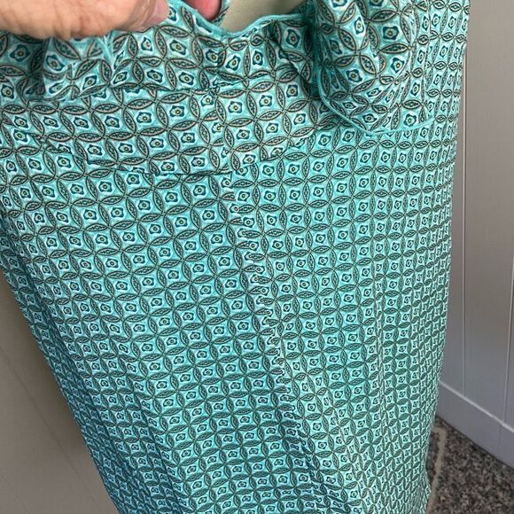 Roz & Ali Womens Plus Size 1X Top Green Black Geometric Print Square Neck Lined - Picture 5 of 14